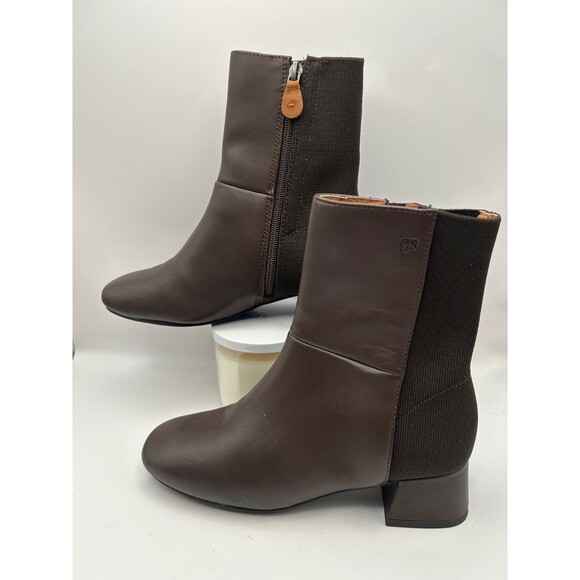 GENTLE SOULS By Kenneth Cole Eileen Women's Leather Block Heel Boots Brown 6.5M - Picture 4 of 7